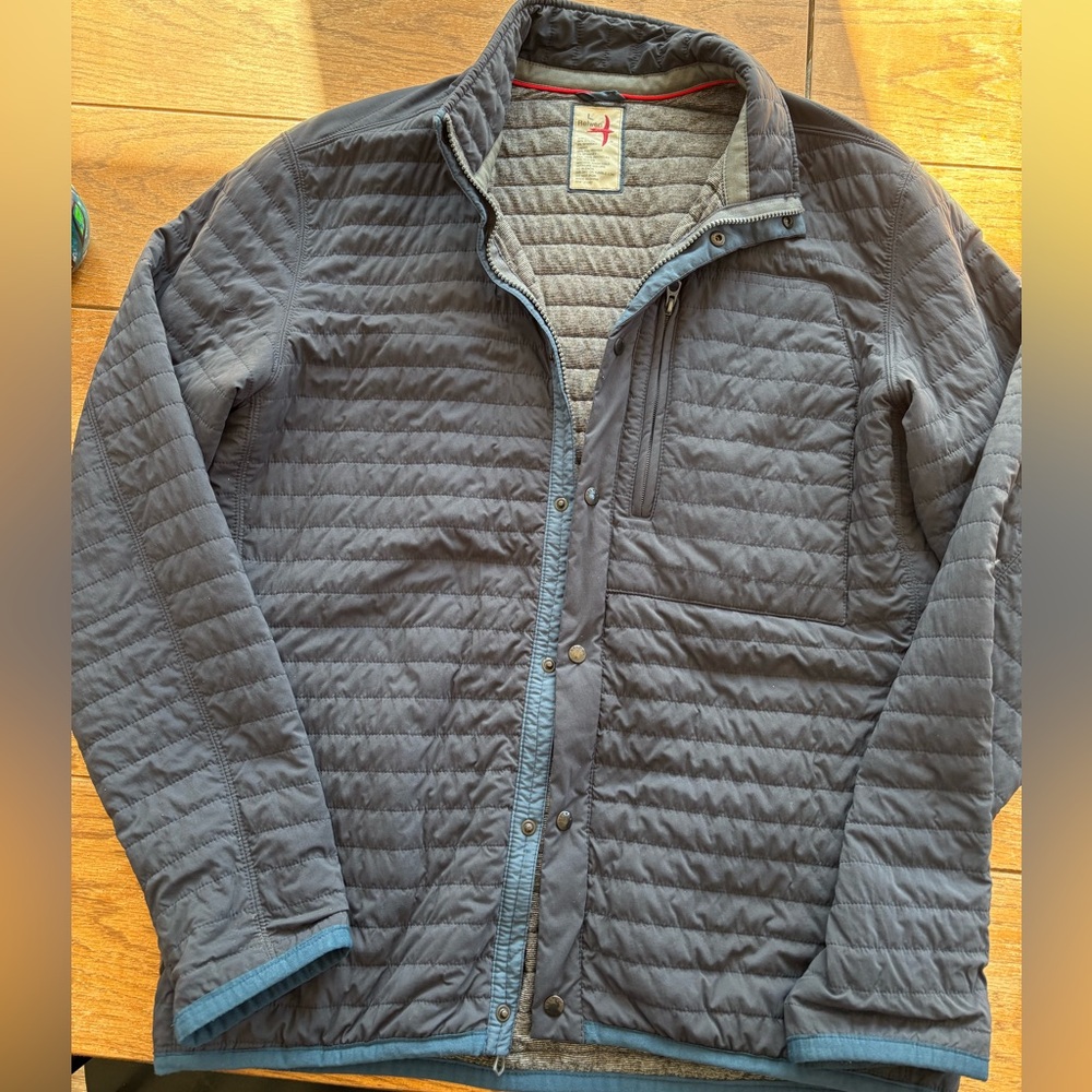 Relwen Quilted Jacket – Size Large – Gray/Blue Trim